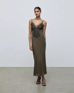 Lover Ainslee Lace Maxi Olive Green Dress Size AU 12 for rent on The Volte - image 2
