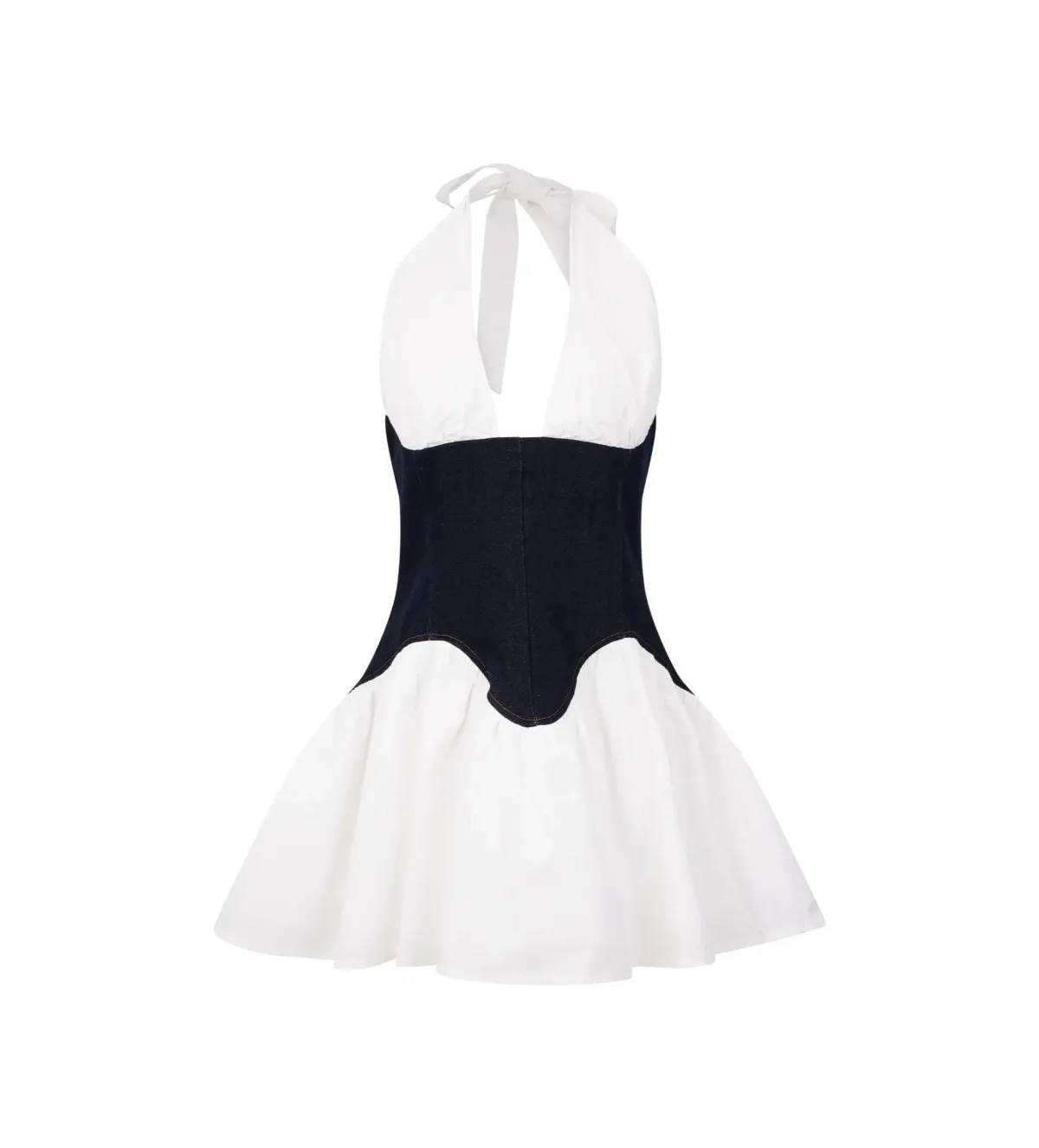 MESHKI Merlyn Denim Cotton Mini Dress Indigo Blue Size S AU 8 - Image 6