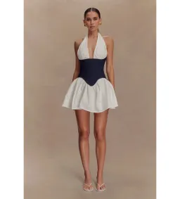 MESHKI Merlyn Denim Cotton Mini Dress Indigo Blue Size S AU 8 for rent on The Volte - image 1