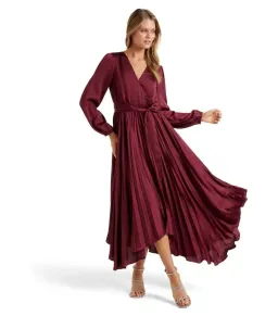 Forever New Ellery Pleated Wrap Midi Dress in Blackcurrant Size AU 6 for rent on The Volte - image 1