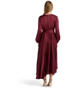 Forever New Ellery Pleated Wrap Midi Dress in Blackcurrant Size AU 6 for rent on The Volte - image 2