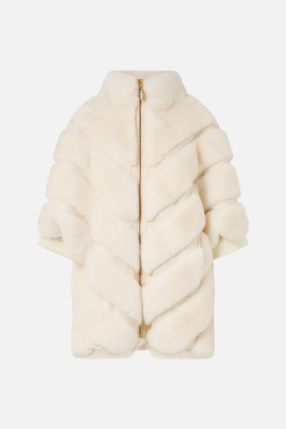 Camilla Tiled Time Faux Fur Short Sleeve Slouch Jacket White (M/L-AU12/14) - Image 3