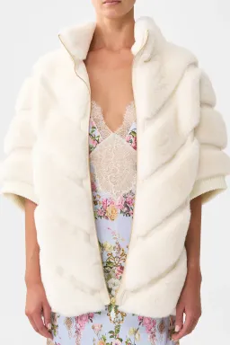 Camilla Tiled Time Faux Fur Short Sleeve Slouch Jacket White (M/L-AU12/14) for rent on The Volte - image 6