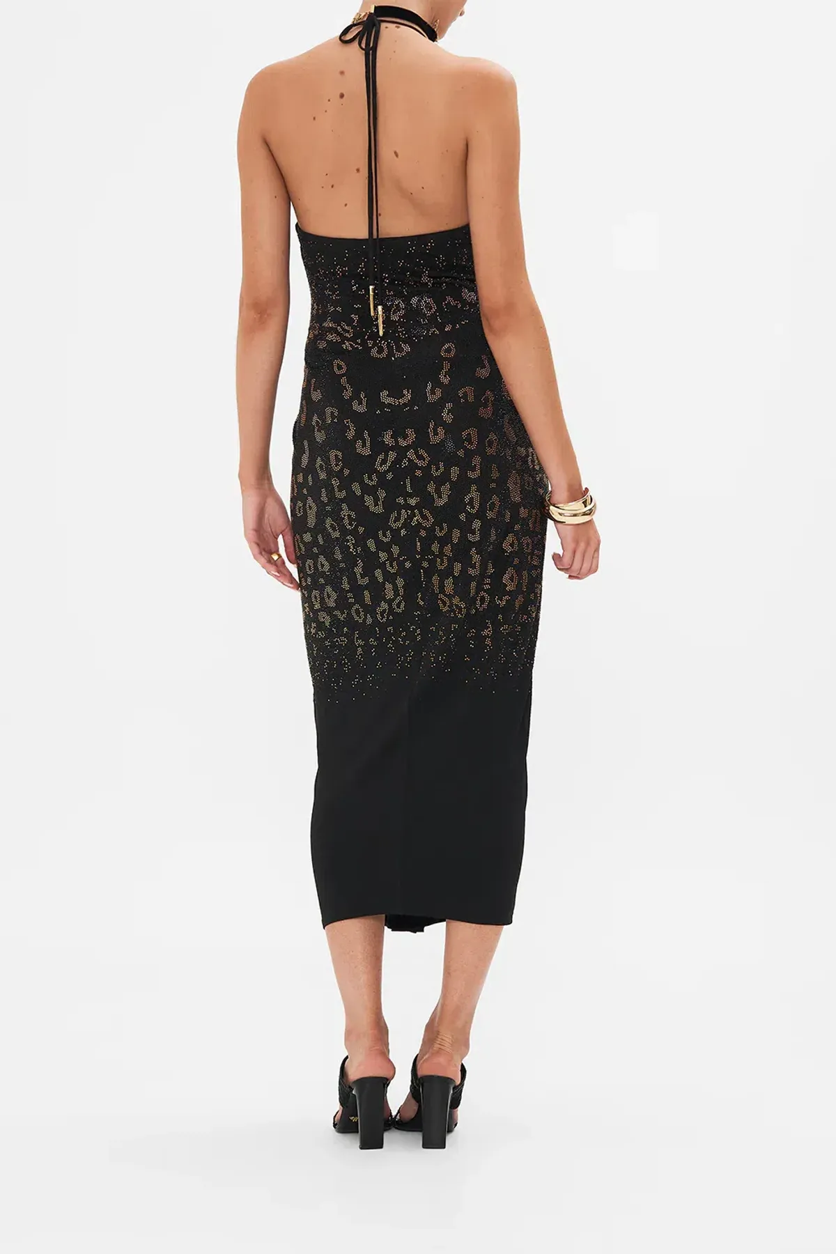 Camilla Mosaic Muse V Neck Gathered Jersey Dress Midi Black (XL/AU16) - Image 2