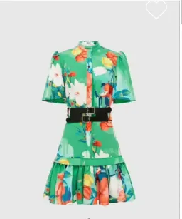 Leo Lin Florescence Shirt Mini Dress Lily Pad Green Size AU 12 for rent on The Volte - image 3