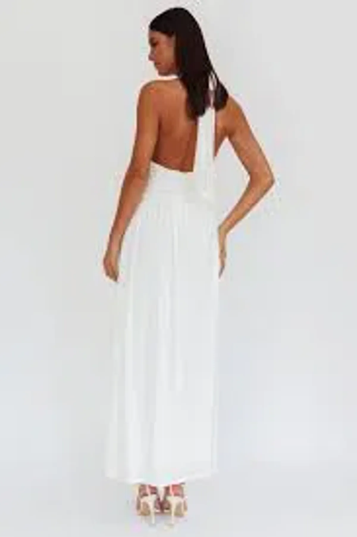 Italia Azure Gathered Waist Maxi Dress White Size  - Image 2