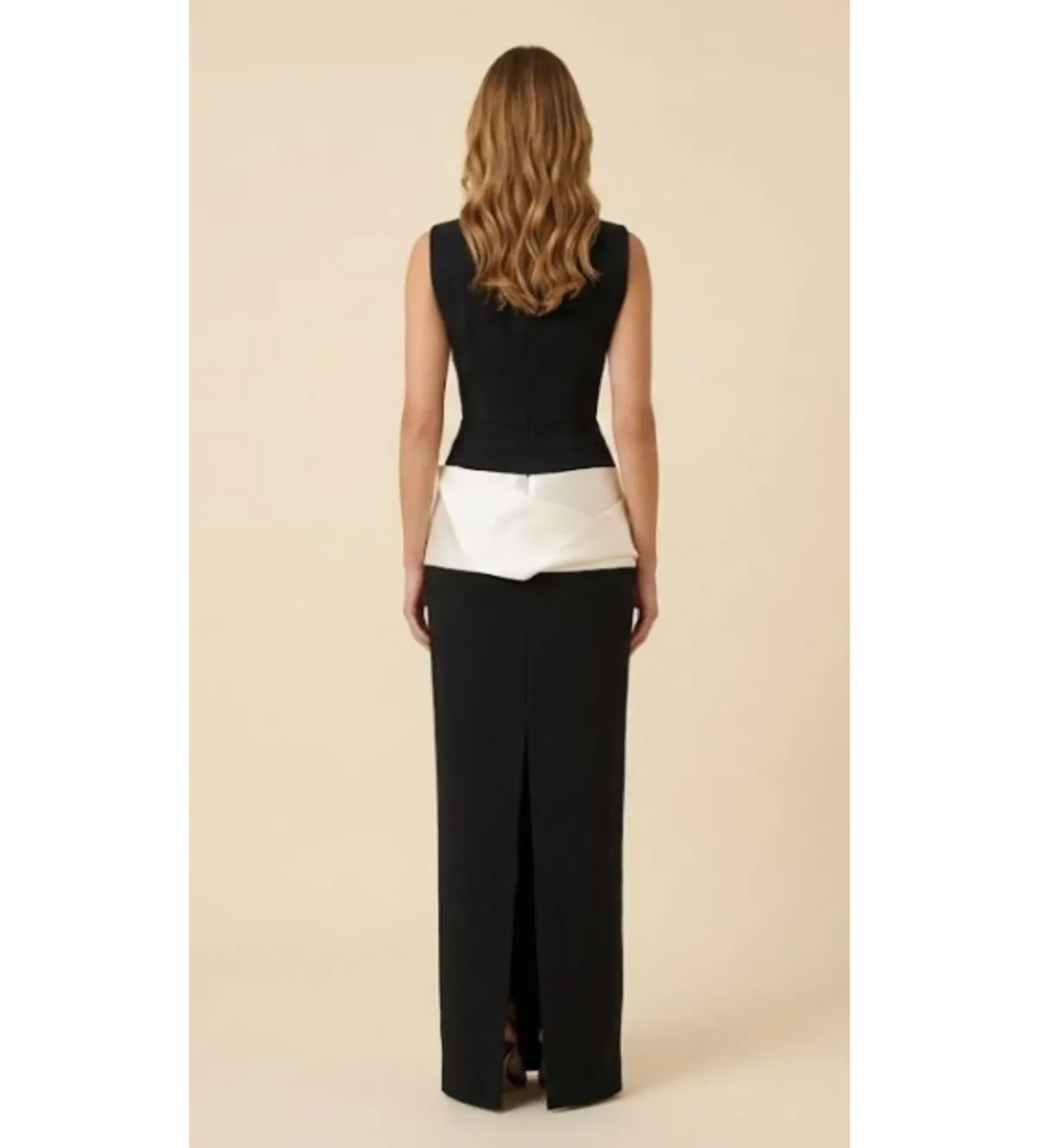 Rachel Gilbert Rikki Maxi Gown in Black/Ivory Size AU10  - Image 2