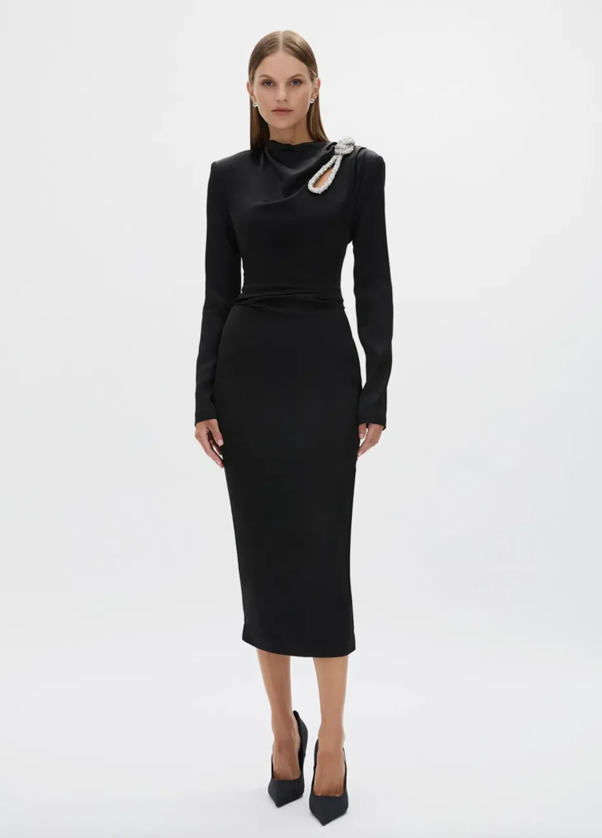 Rachel Gilbert Henrietta Midi Dress in Black Size AU 6  - Image 1