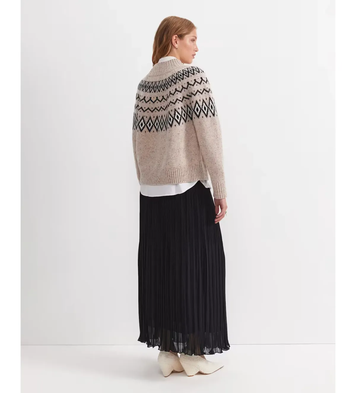 Sportscraft Sunflower Fair Isle Wool Sweater Oatmeal One Size - Image 4