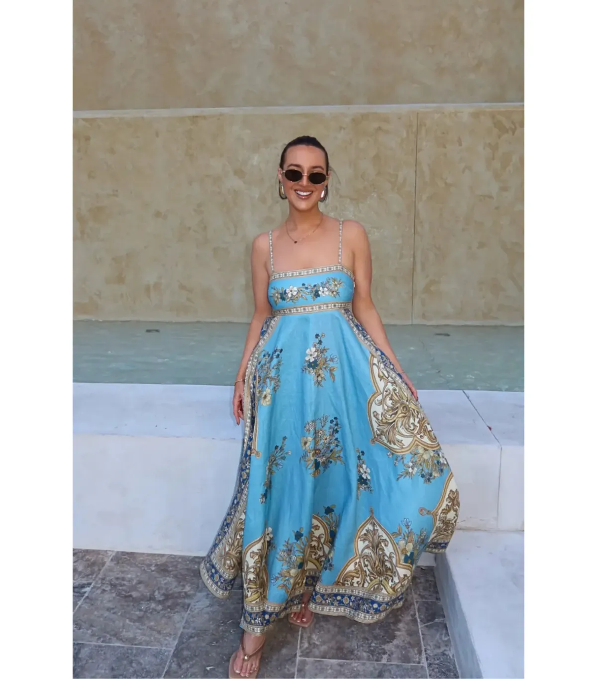 Alemais x La Sirena Exclusive Cassie Maxi Sundress Blue Print Size AU 12 - Image 2