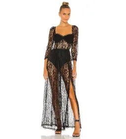 For Love And Lemons Aiden Sheer Maxi Dress Black Size M/AU 10-12 for rent on The Volte - image 3