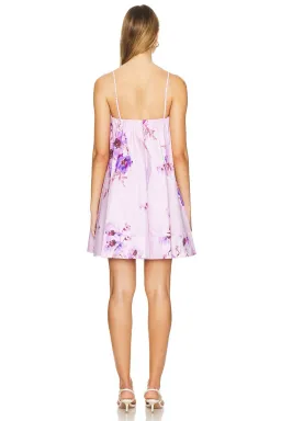 Zimmermann Lightburst Puff Mini Dress Purple Floral Size 2 / Size Au 12 for rent on The Volte - image 3