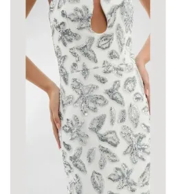 Rebecca Vallance Suki Strapless Bead & Sequin Midi Dress White Size AU 16 for rent on The Volte - image 3