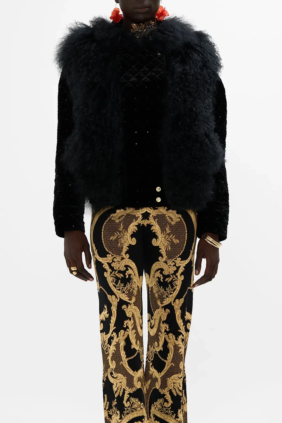 Camilla Magic In The Manuscripts Velvet Jacket with Fur Panels Black Size S/ Size AU 10 - Image 4