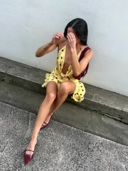 BENNI Harlow Polka Halter Dress Yellow Size 8 for rent on The Volte - image 2