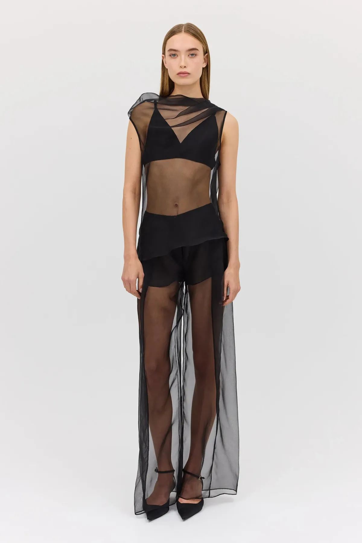 BIANCA SPENDER BLACK ORGANZA CEZANNE TOP SIZE 6/XS - Image 4