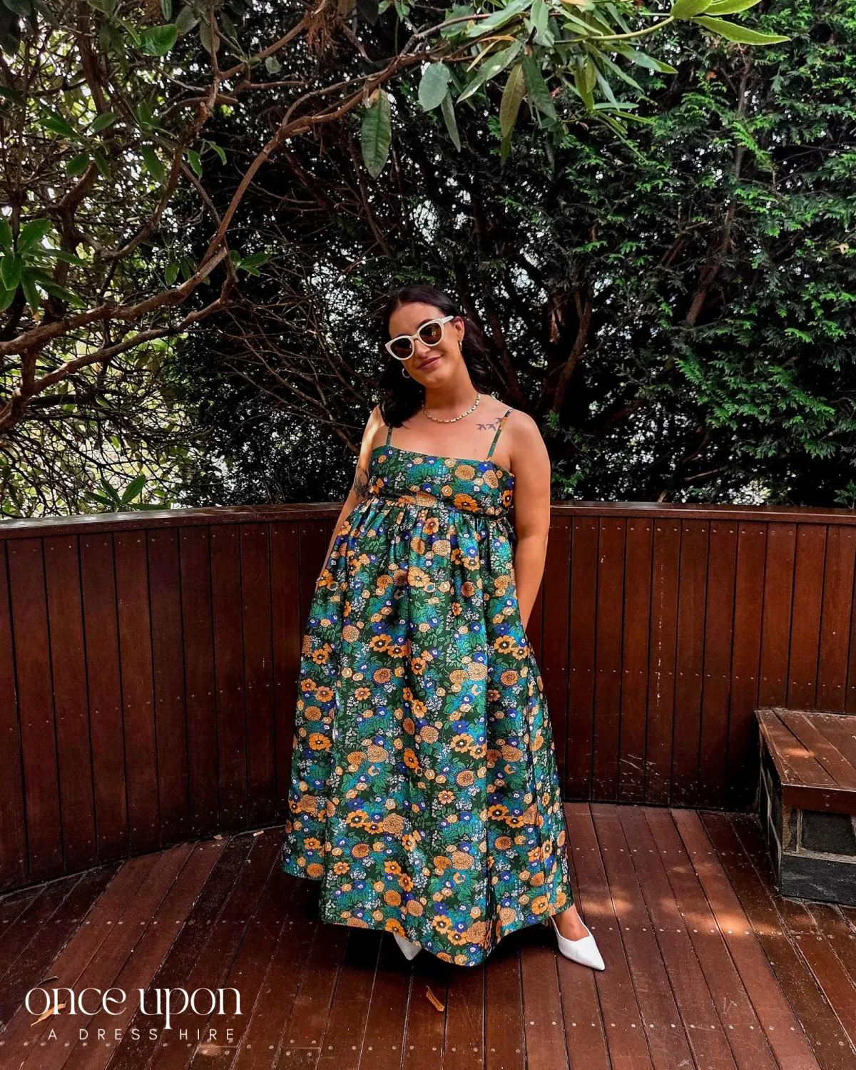 Alemais Carmine Printed Open Back Midi Dress Green Floral Multi Size 12 - Image 7