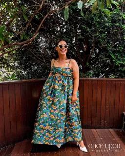 Alemais Carmine Printed Open Back Midi Dress Green Floral Multi Size 12 for rent on The Volte - image 1