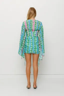 The Wolf Gang Zoya Mini Dress Tie Dye Stripe Size AU 8 for rent on The Volte - image 4