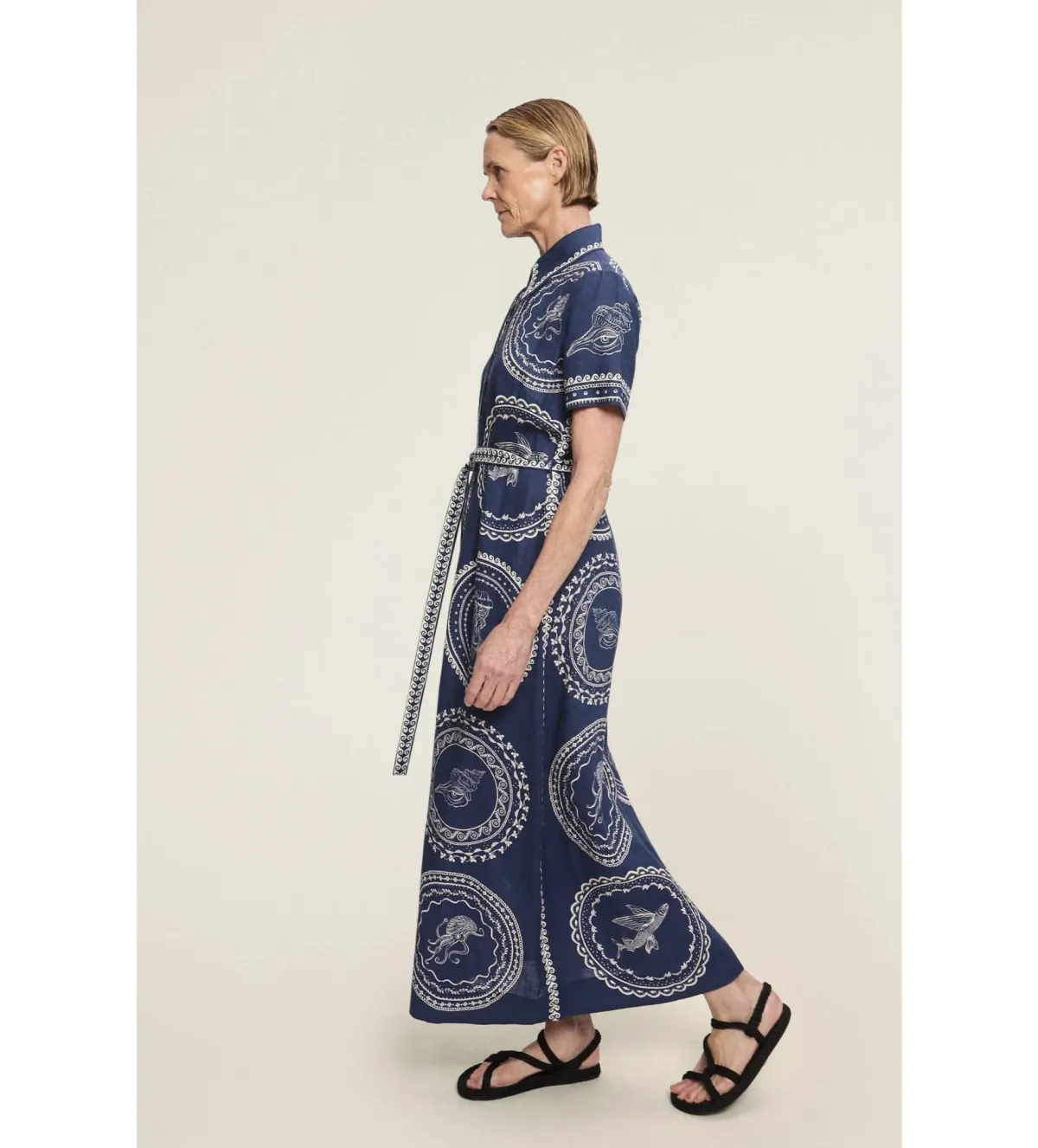 Alemais Oceane Linen Shirtdress in Navy Size L / AU 12 - Image 2