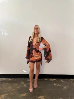 The Wolf Gang Zoya Mini Dress in Cocoa flower Size AU 12 for rent on The Volte - image 2