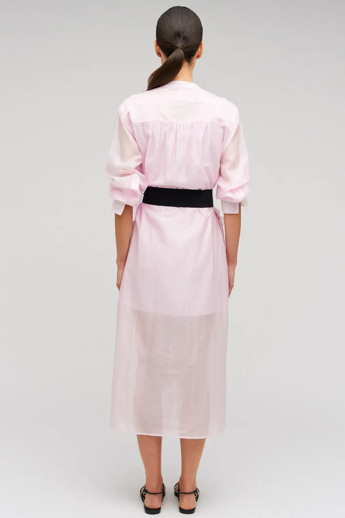 Oroton Scallop Lace Shirt Midi Long Sleeve Dress Pink Rose Size AU 16 - Image 3