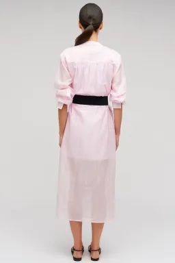 Oroton Scallop Lace Shirt Midi Long Sleeve Dress Pink Rose Size AU 16 for rent on The Volte - image 3