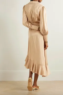 Zimmermann Silk Wrap Midi Dress Beige Size 3/AU 14 for rent on The Volte - image 2