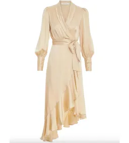 Zimmermann Silk Wrap Midi Dress Beige Size 3/AU 14 for rent on The Volte - image 1