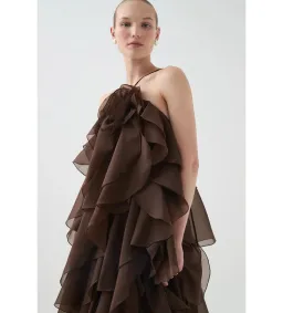 Aje Pandorea Layered Maxi Dress Carob  10 for rent on The Volte - image 4