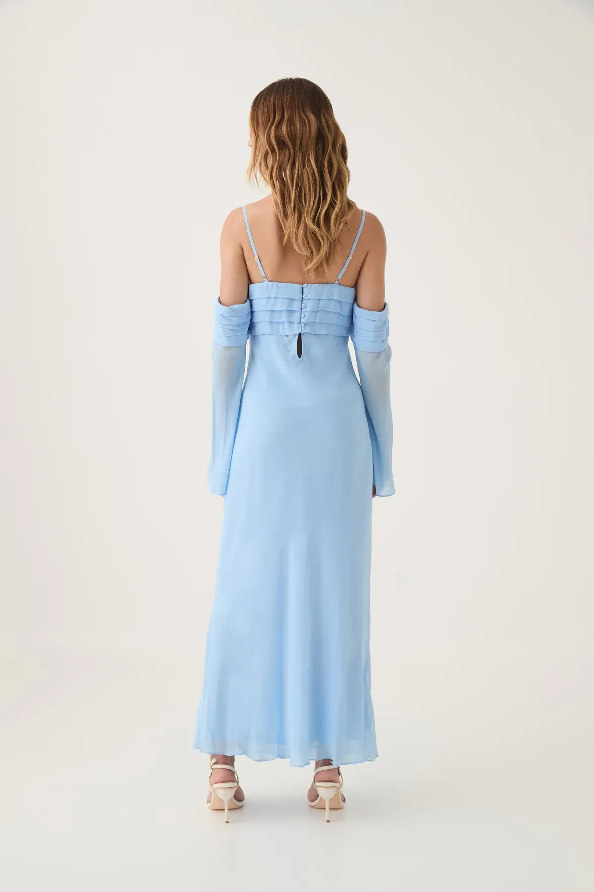 Aje Minette Chiffon Midi Dress in Powder Blue Size AU 4 - Image 4