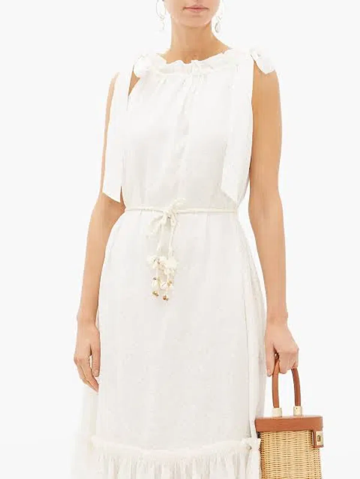 Zimmermann Zinnia Metallic Polka Dot Linen Midi Dress Size AU 8 - Image 3