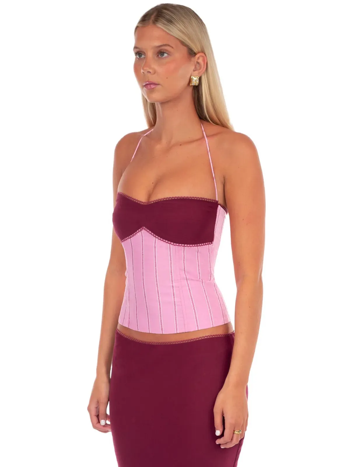 I am Delilah Angelina Corset & Maxi Skirt Set in Sangria/Pink Size S / AU 8 - Image 2