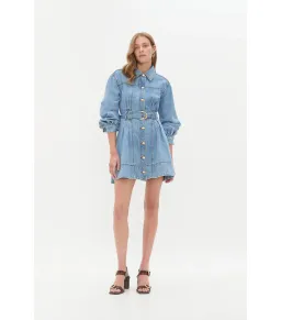 Aje Lane Denim Mini Dress Coastal Wash Size AU 8 for rent on The Volte - image 3