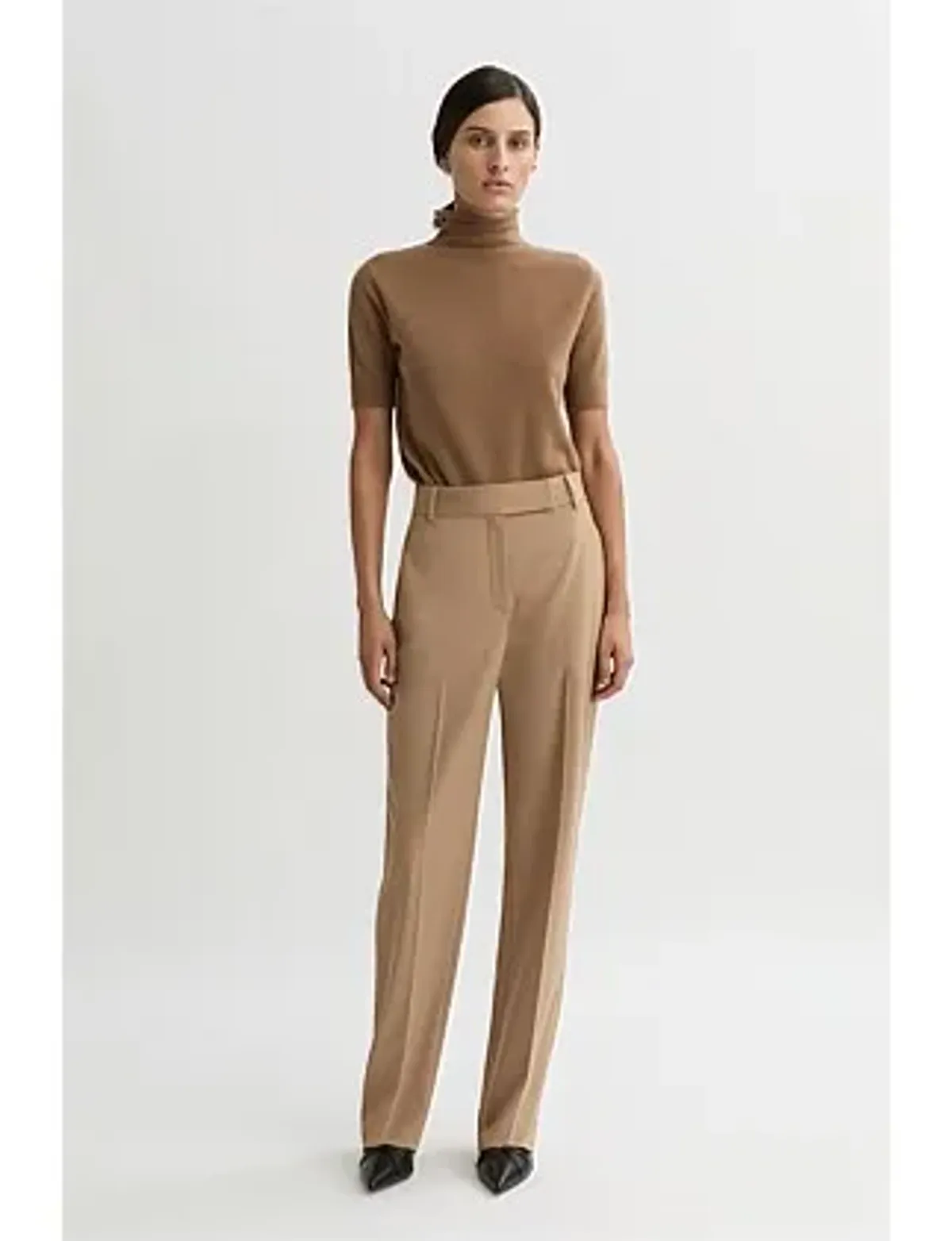 Willow Sui Wool Cashmere Short-Sleeve Polo Knit - Image 6