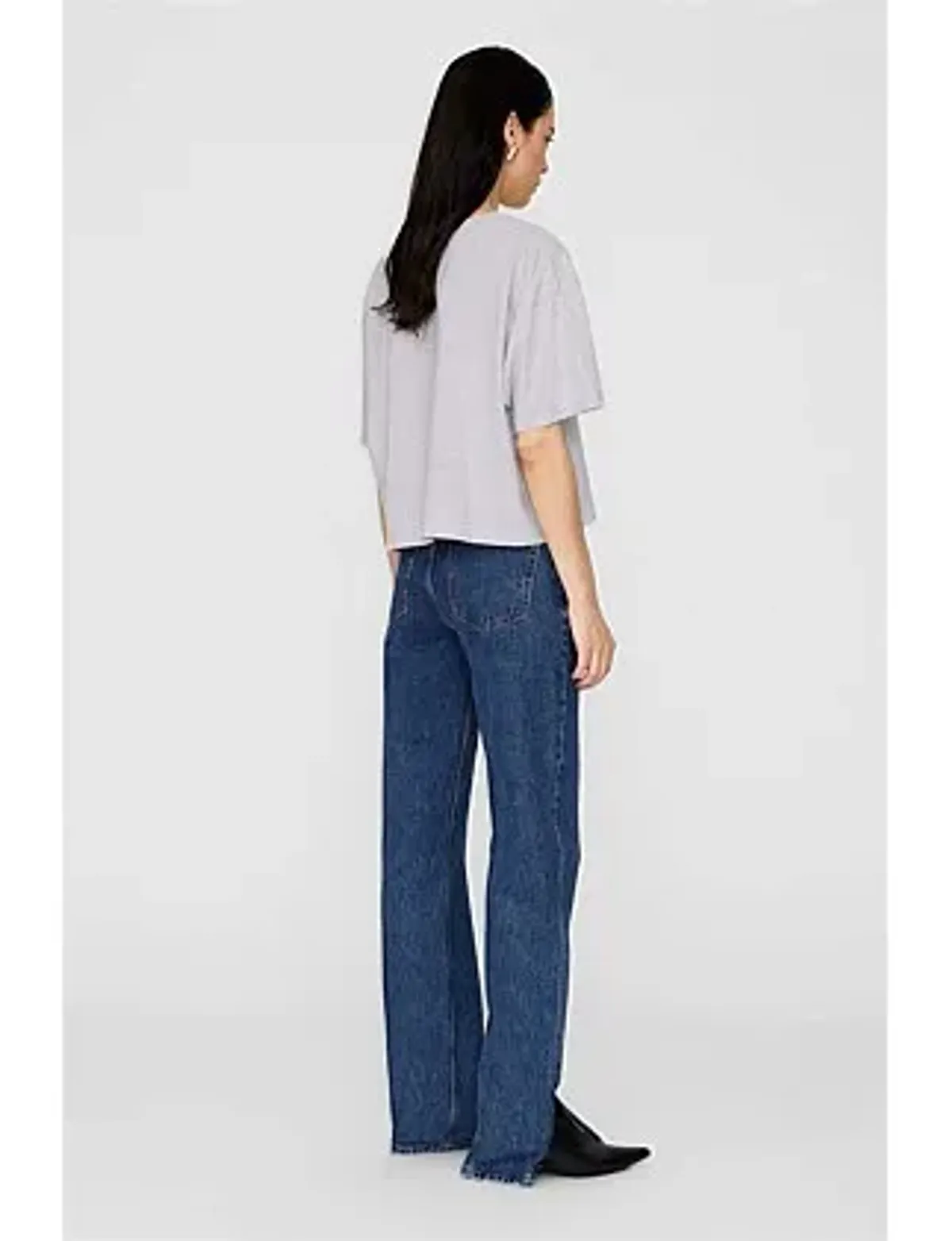 Anine Bing Johnny Cropped T-Shirt Grey Size 6/XS - Image 1