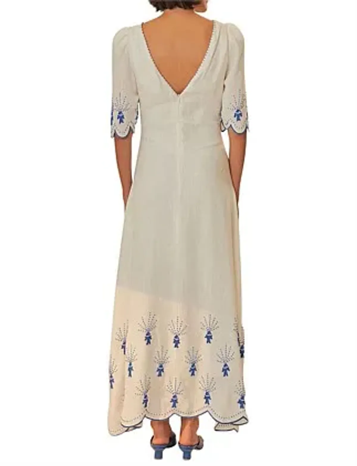 Farm Rio Sea of Fish Embroidered Midi Dress Off-White Size 6/XS - Image 2