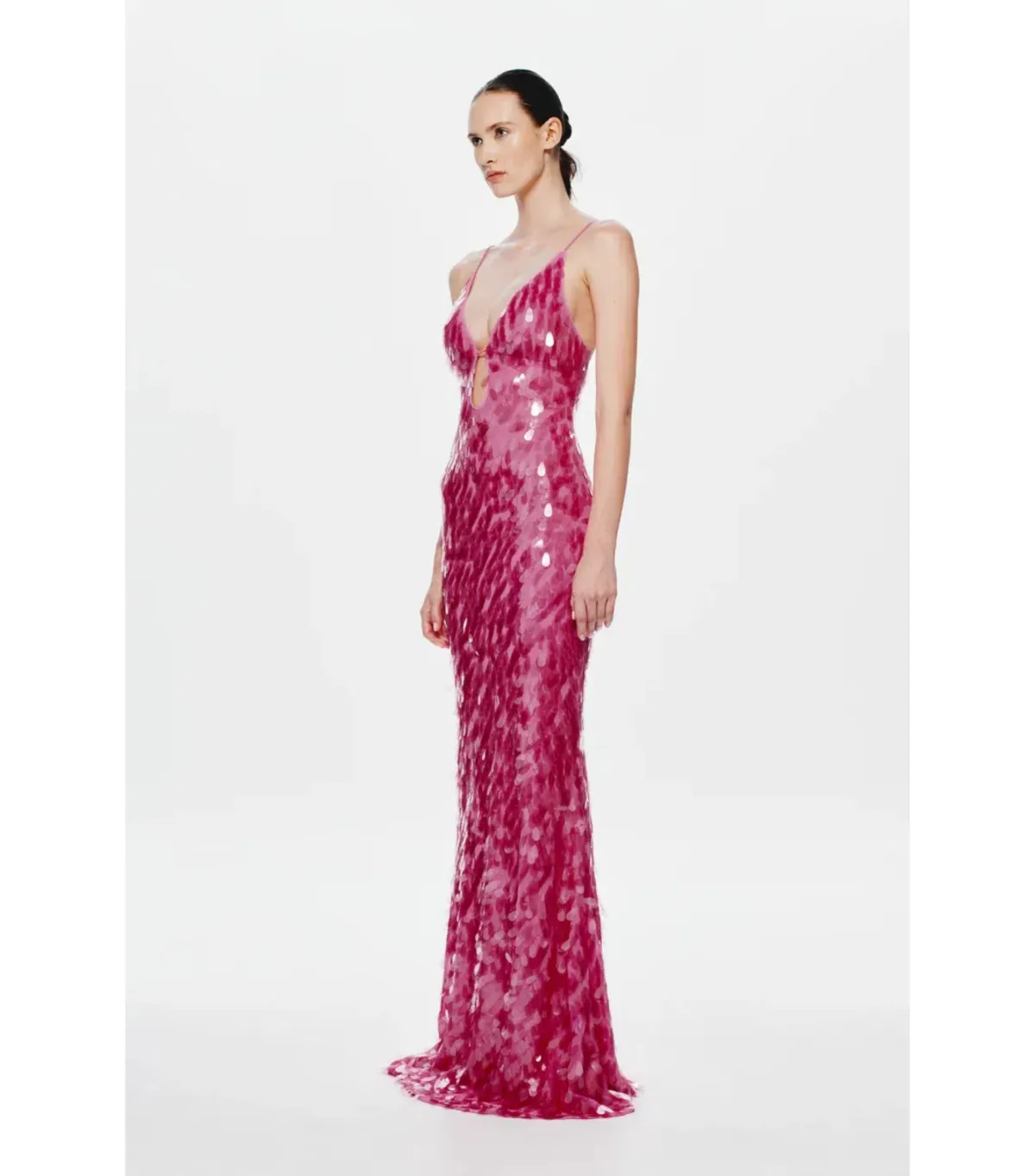Misha Sapphire Sequin Maxi Dress Fuchsia Pink Size S / AU 8 - Image 2