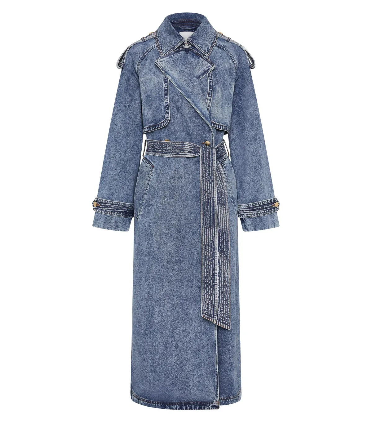Aje Blues Denim Midi Trench Coat 80s Blue Wash Size M / AU 10 - Image 8