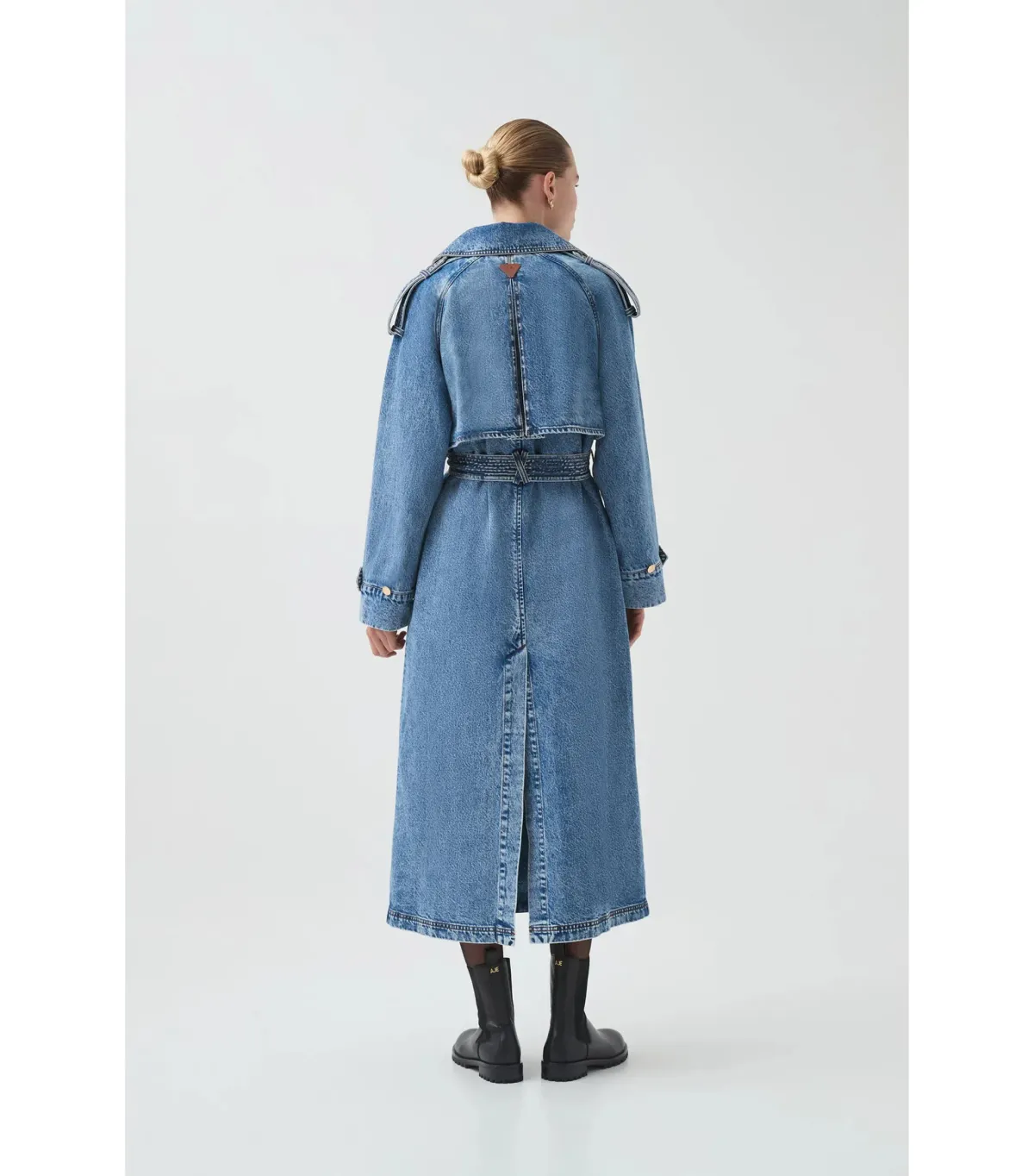 Aje Blues Denim Midi Trench Coat 80s Blue Wash Size M / AU 10 - Image 2
