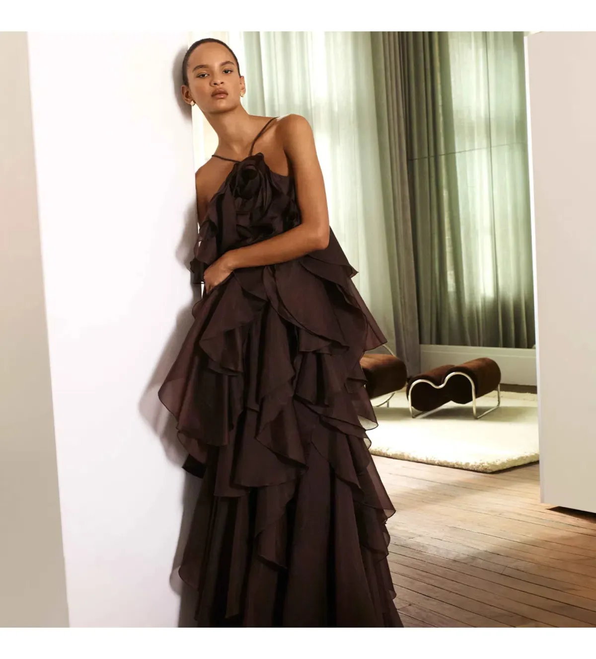 Aje Pandorea Layered Maxi Dress Carob Size 14 - Image 2