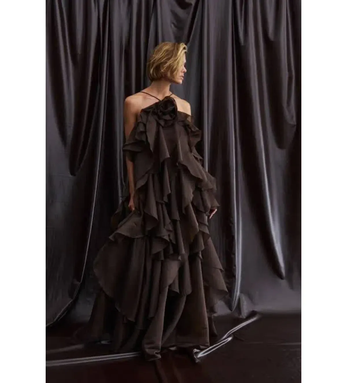 Aje Pandorea Layered Maxi Dress Carob Size 14 - Image 4