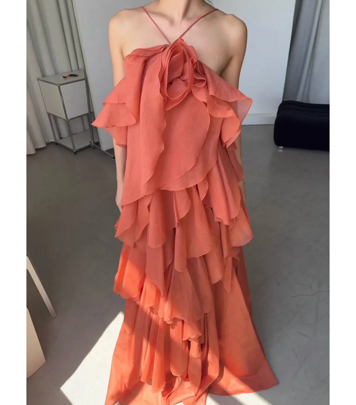 Aje Pandorea Layered Maxi Dress in Coral Clay Size AU 6 - Image 3