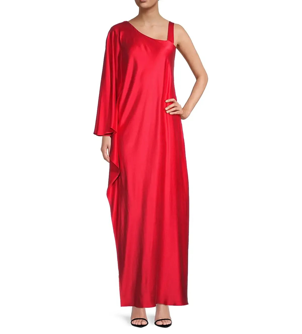 Ginger and Smart Grace One Shoulder Silk Maxi Dress in Red Size AU 16 - Image 1