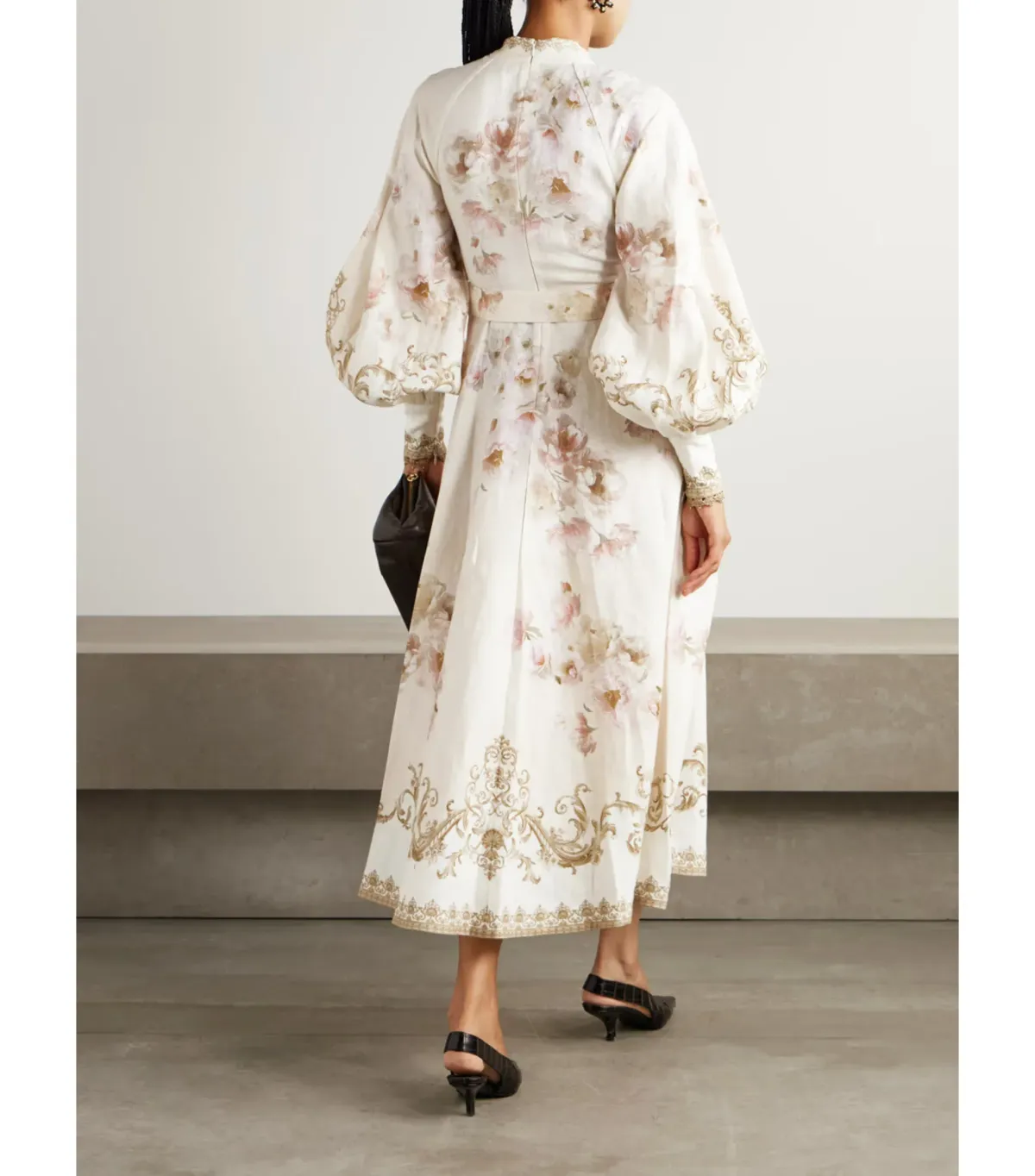 Zimmermann Hypnotic Buttoned Midi Dress in Cream Peony Size 2 / AU 12 - Image 2