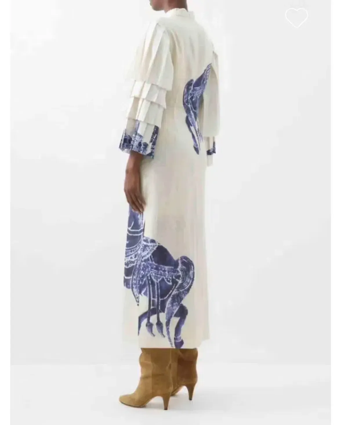 Alemais Rider Pleat Sleeve Midi Dress White Blue Size AU 6 - Image 2