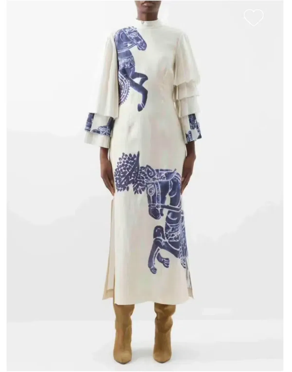 Alemais Rider Pleat Sleeve Midi Dress White Blue Size AU 6 - Image 1