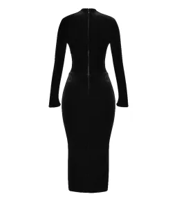 House of CB Arabella Corset Midi Dress Black Velvet Size AU 10  for rent on The Volte - image 6