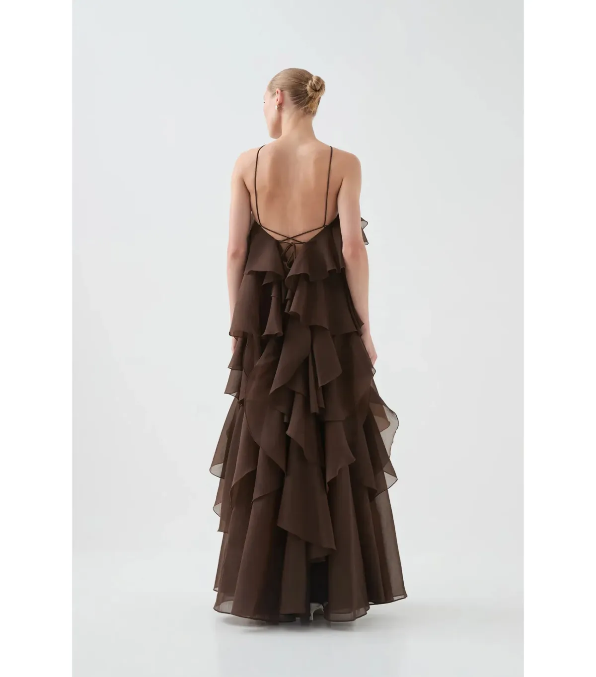 Aje Pandorea Layered Maxi Dress in Chocolate Size AU 8  - Image 2