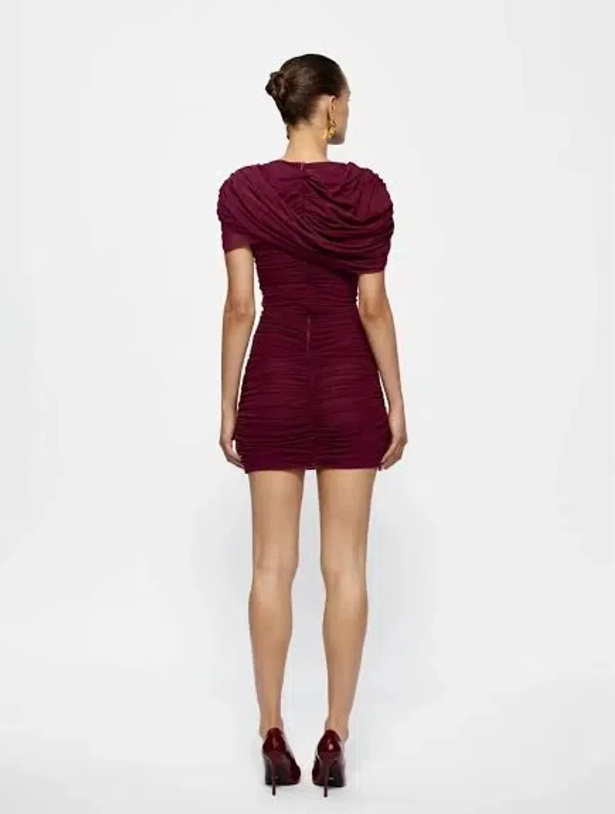 Effie Kats Phoneix Mini Dress Burgundy Size AU 8 - Image 4